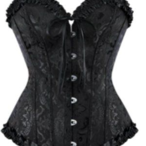Black Lace up Back Sexy Floral Corset for Women Lingerie Bustier